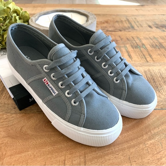 Superga Platform Gray Sneakers Size 7 - Picture 2 of 16